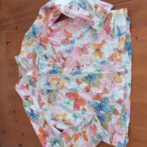 Alfred Dunner Multicolor Butterfly Embroidered Eyelet Shacket 16 (XL)